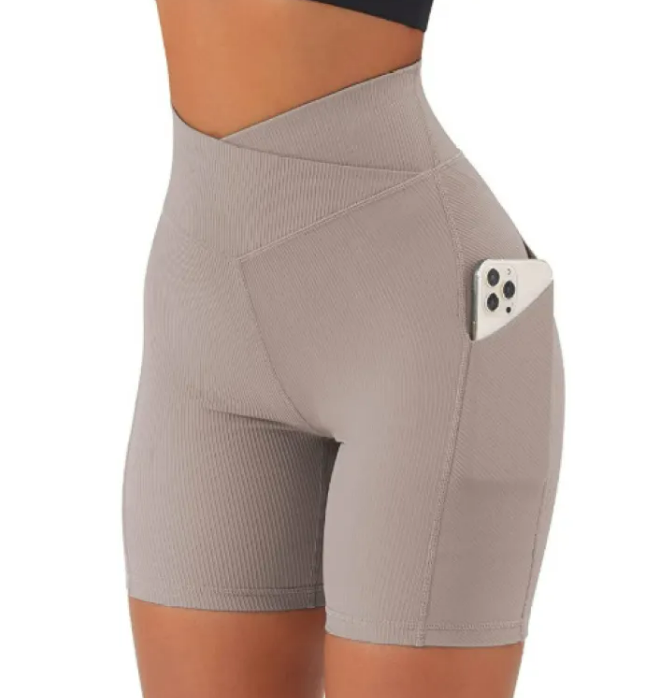 PANTALONES DE YOGA PARA MUJER CON CINTURA CRUZADA Y BOLSILLOS