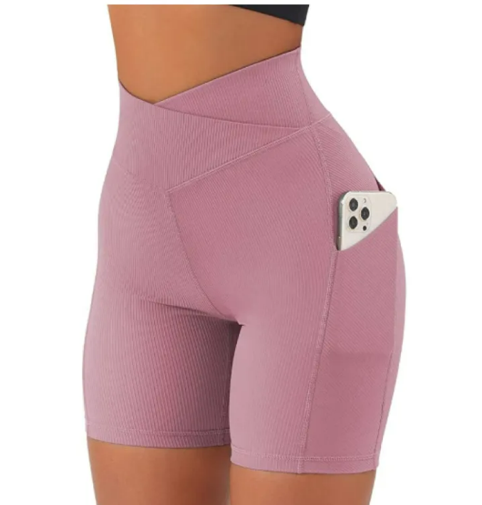 PANTALONES DE YOGA PARA MUJER CON CINTURA CRUZADA Y BOLSILLOS