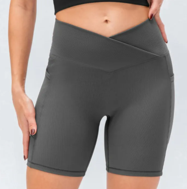 PANTALONES DE YOGA PARA MUJER CON CINTURA CRUZADA Y BOLSILLOS