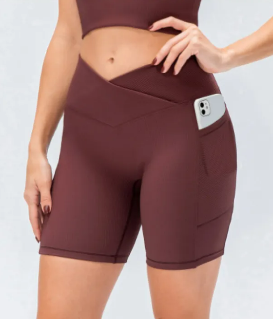 PANTALONES DE YOGA PARA MUJER CON CINTURA CRUZADA Y BOLSILLOS