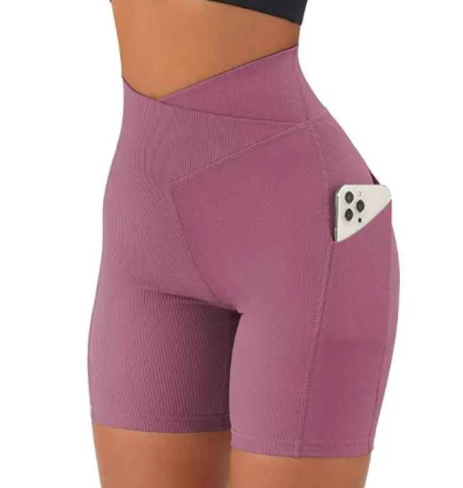 PANTALONES DE YOGA PARA MUJER CON CINTURA CRUZADA Y BOLSILLOS