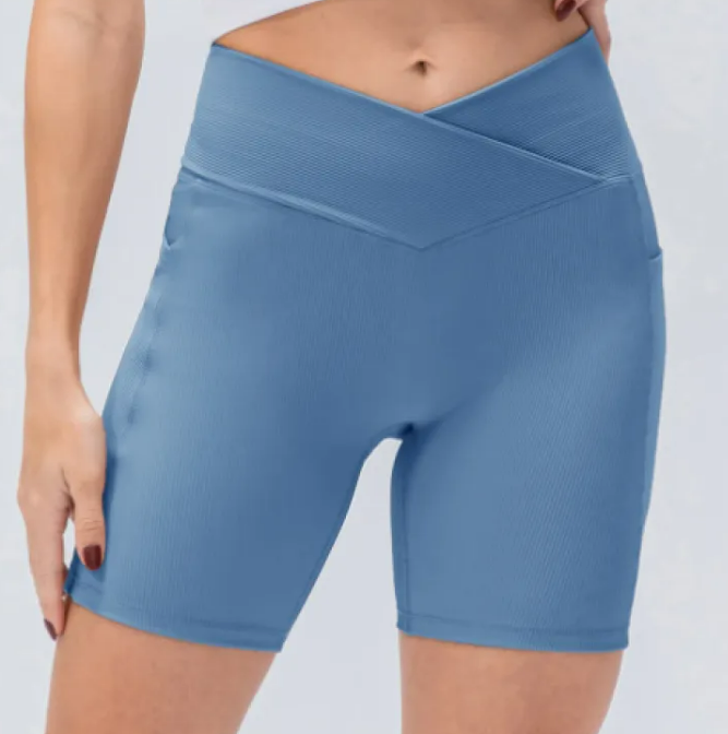PANTALONES DE YOGA PARA MUJER CON CINTURA CRUZADA Y BOLSILLOS