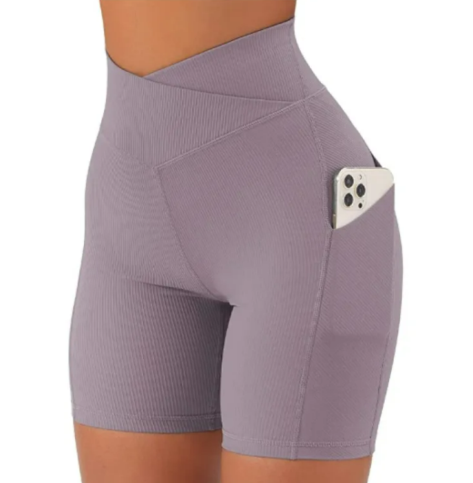 PANTALONES DE YOGA PARA MUJER CON CINTURA CRUZADA Y BOLSILLOS