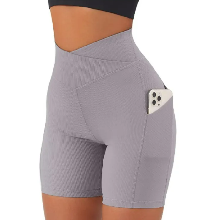 PANTALONES DE YOGA PARA MUJER CON CINTURA CRUZADA Y BOLSILLOS