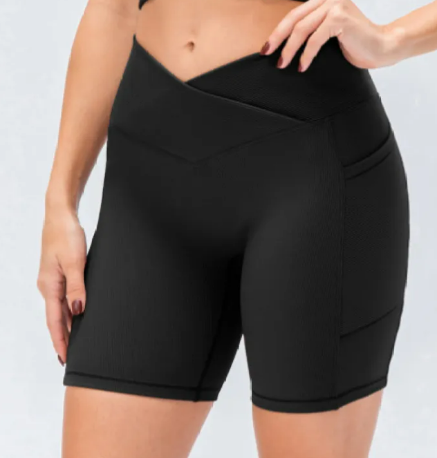 PANTALONES DE YOGA PARA MUJER CON CINTURA CRUZADA Y BOLSILLOS